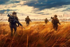 generative-ai-soldiers-walking-through-field-wheat-towards-city